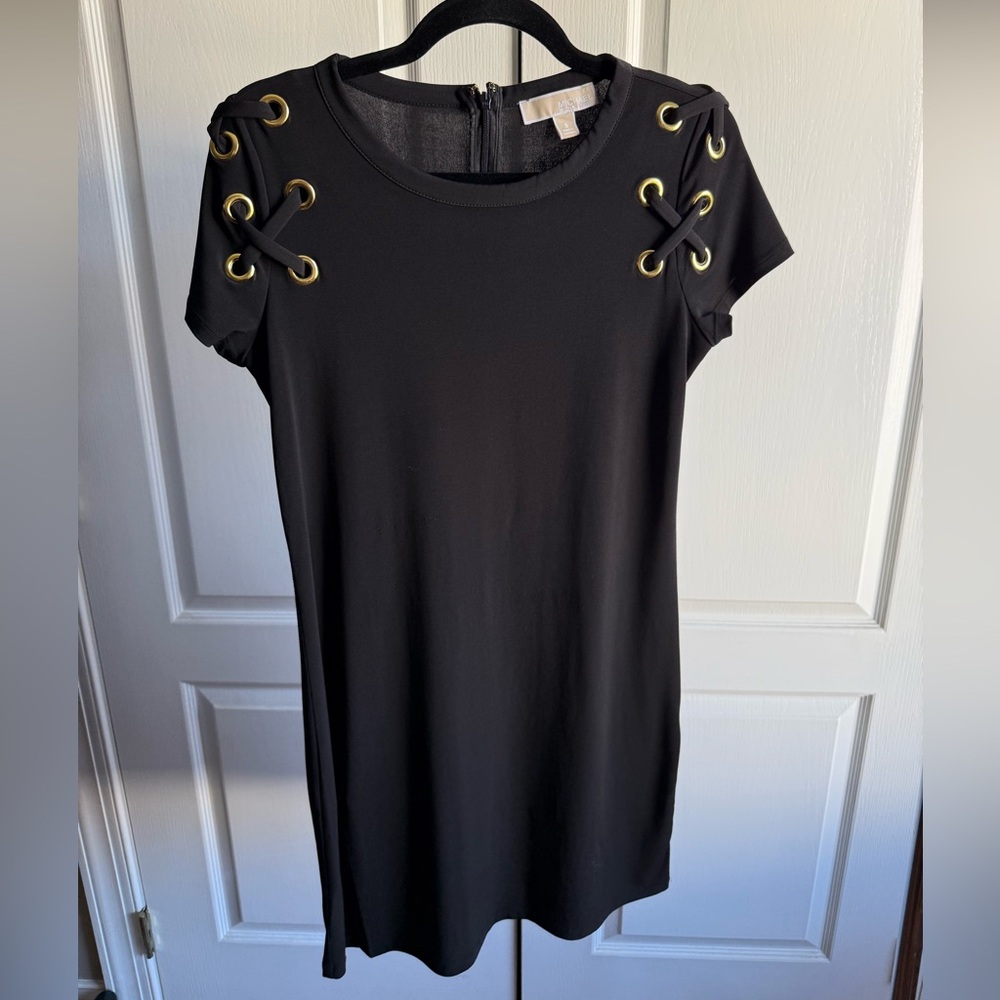 Michael Kors Black Dress with Gold Accents